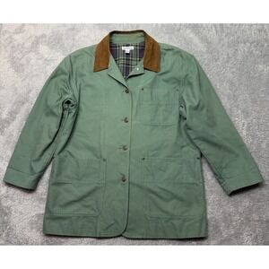Vintage David Brooks Chore Jacket Mens Unisex Size L Green Suede Collar Canvas